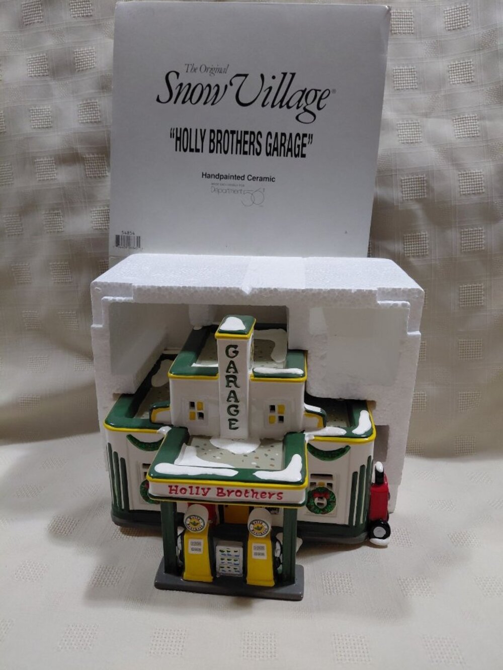 Dept. 56 Holly Brothers Garage Handpainted Ceramic #54854 Original Snow Village